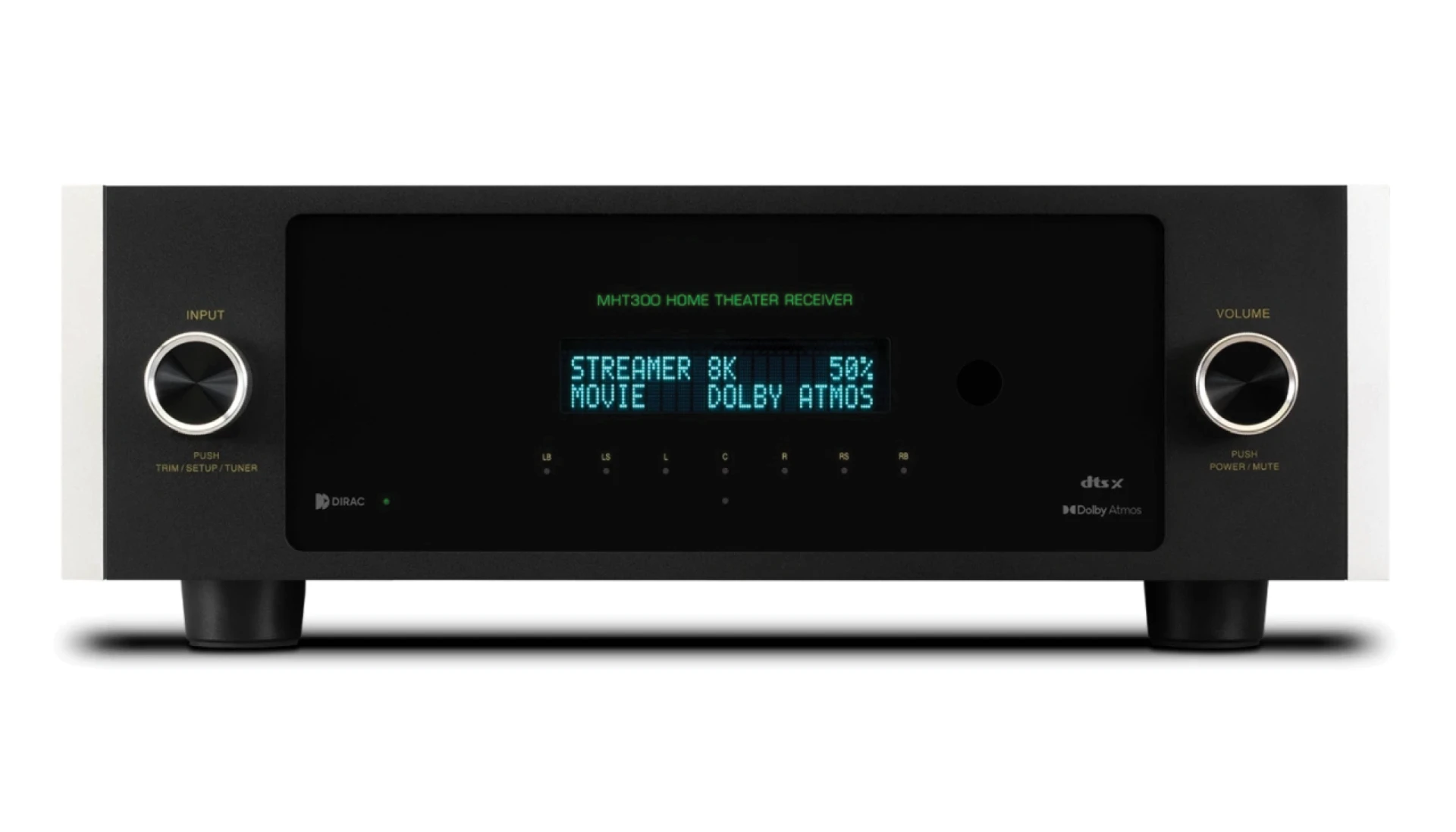 Utopia MTH-4000 home theater amplifier with VFD display and precision control knobs